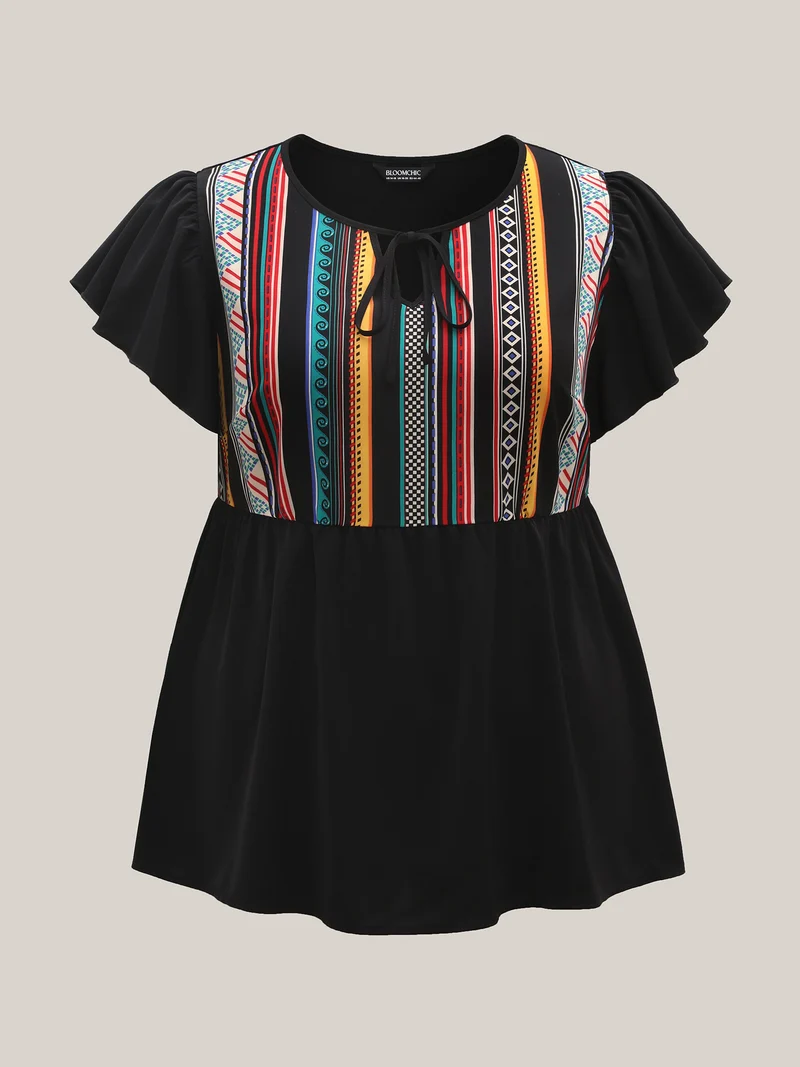 Multi-Color Striped Neck Tie Shirt