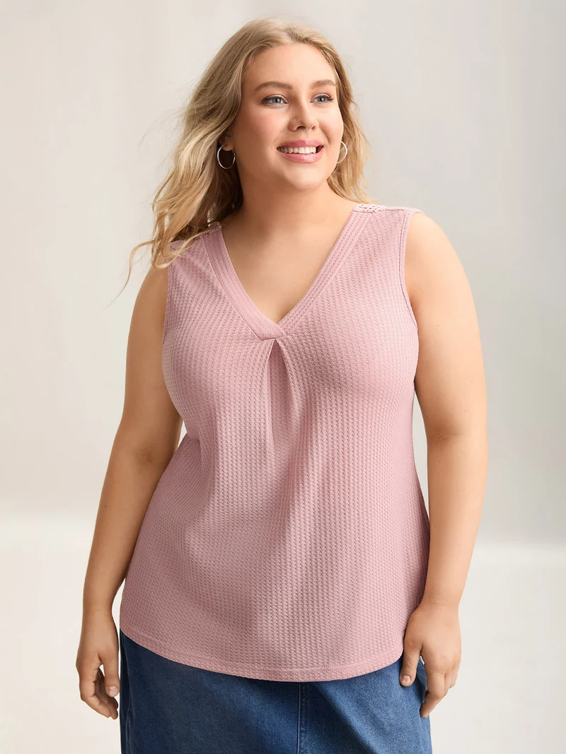 Hollow Back Slim-Fit Pleated Sleeveless Top