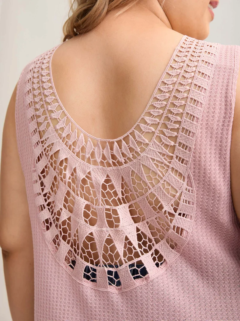 Hollow Back Slim-Fit Pleated Sleeveless Top