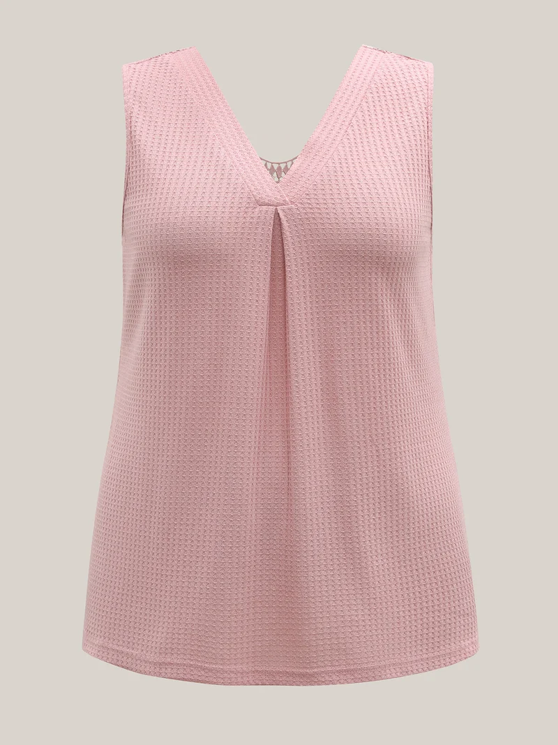 Hollow Back Slim-Fit Pleated Sleeveless Top