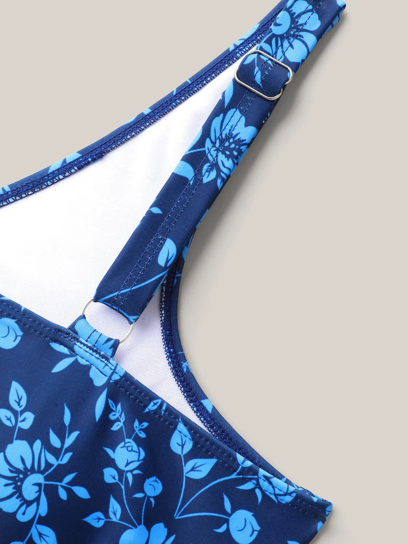 Floral Front-Knot One-Piece Swimsuit