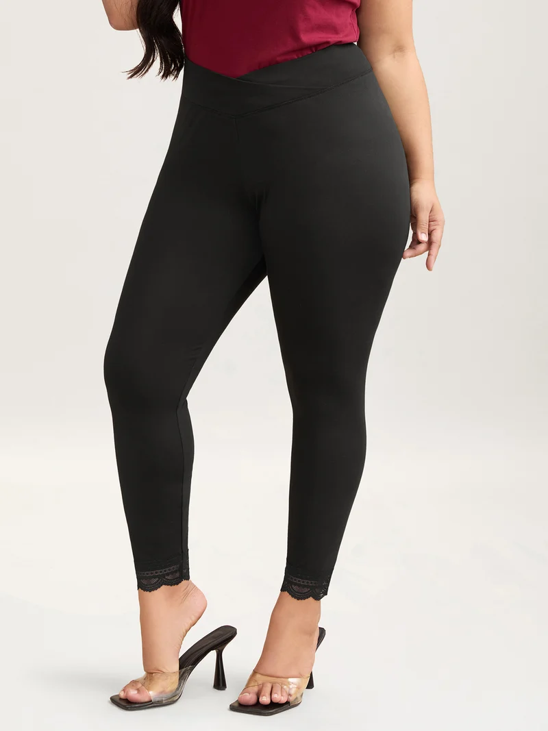 Overlap Waist Spliced Tight Pants
