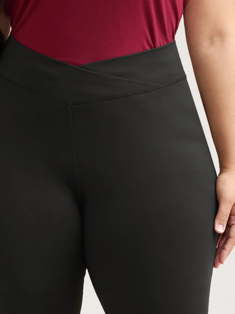 Overlap Waist Spliced Tight Pants