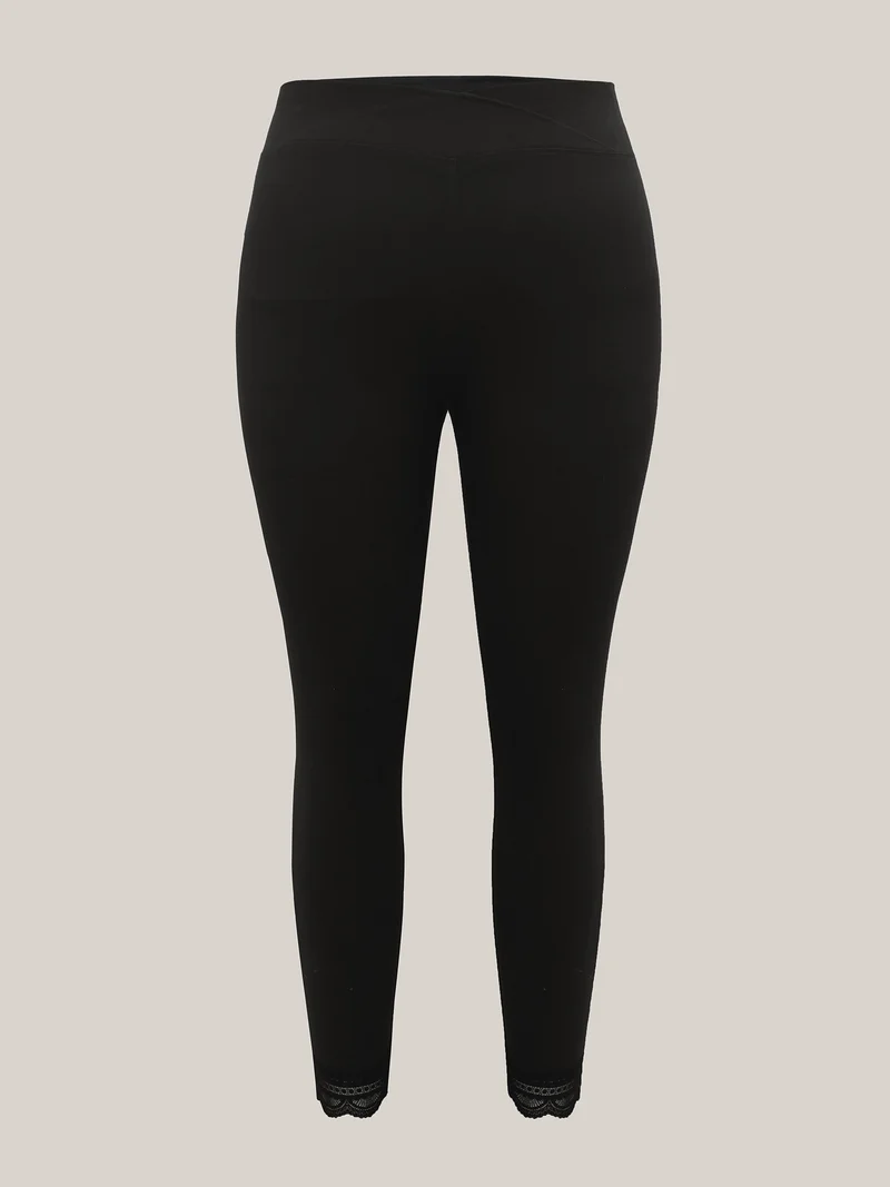 Overlap Waist Spliced Tight Pants