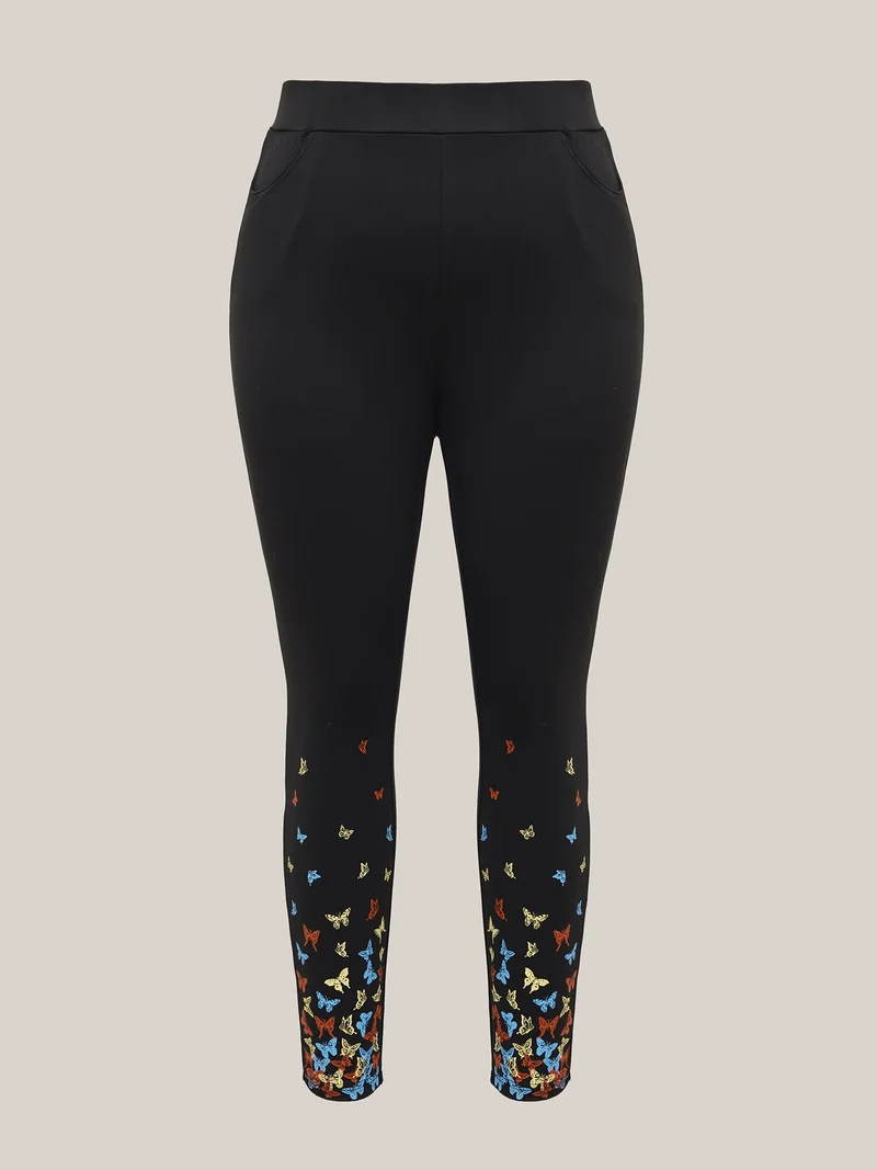 Super Stretchy Butterfly Print Tight Pants