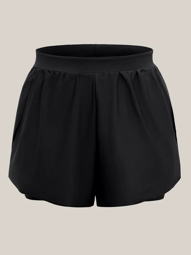 Layered High-Waist Flared Swim Bottoms