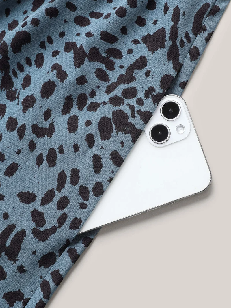 Leopard Print Flutter Sleeve Tiered Midi Dress