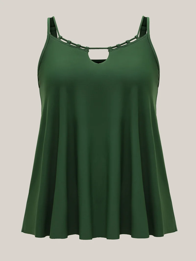 Color Contrast Layered Keyhole Swim Top
