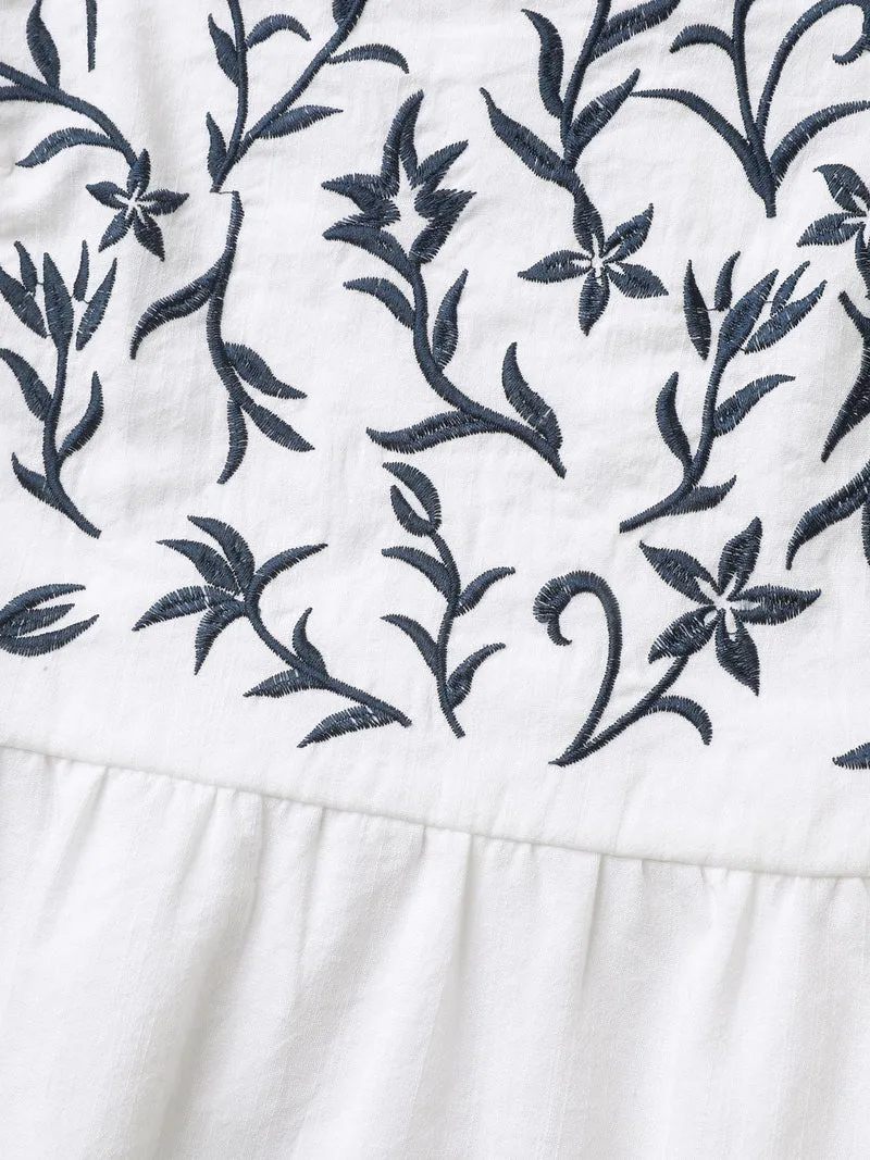 Embroidered Layered Flutter Sleeve Blouse