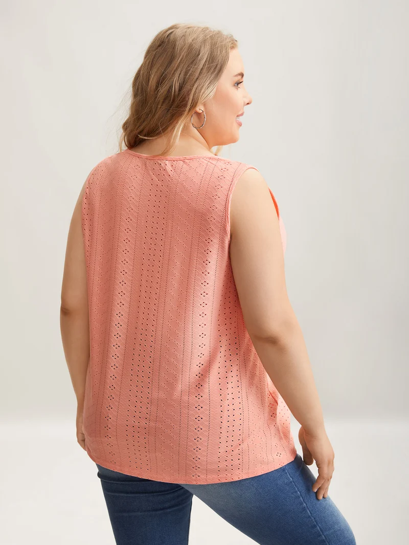 Neck Keyhole Fitted Sleeveless Top