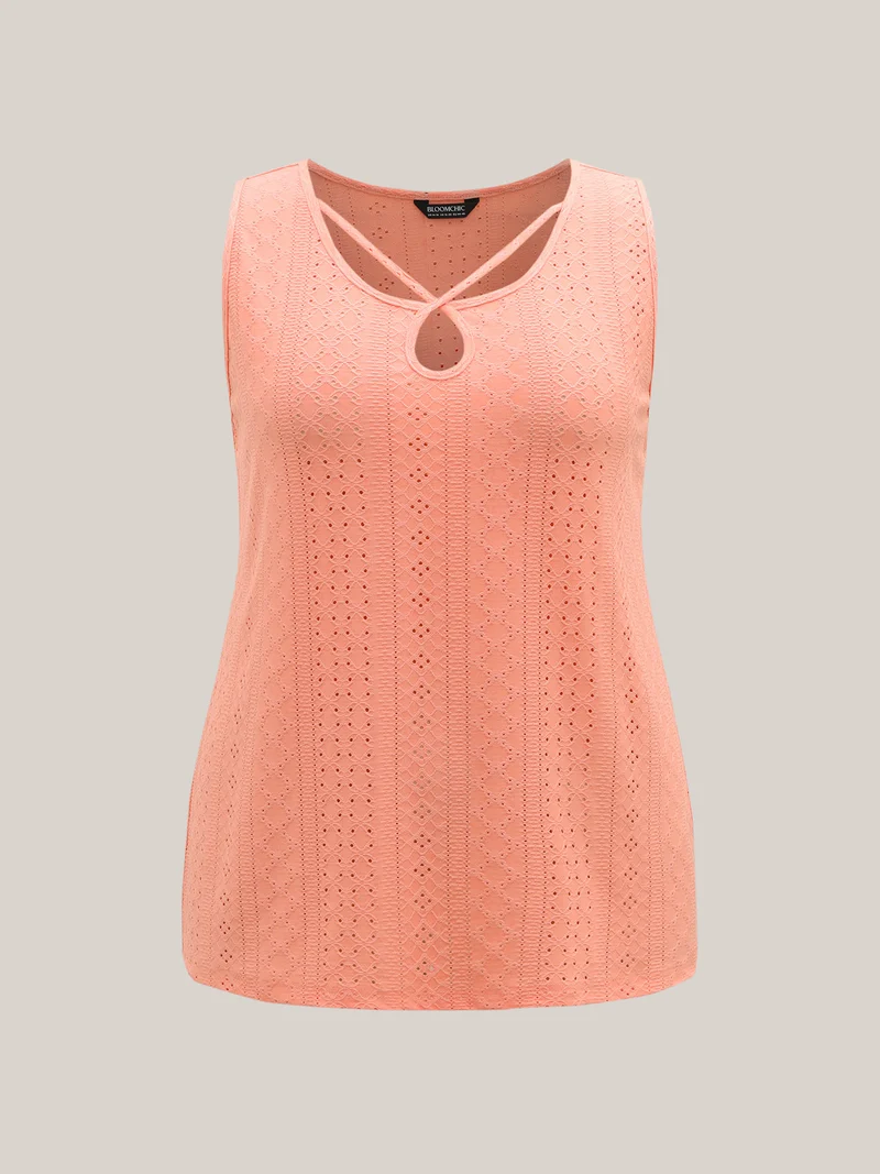 Neck Keyhole Fitted Sleeveless Top