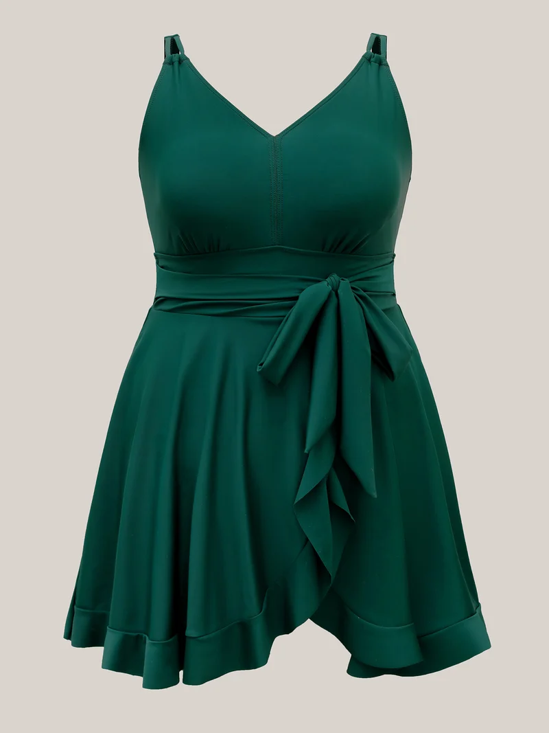 Flared Hem Tied Adjustable Swim Dress