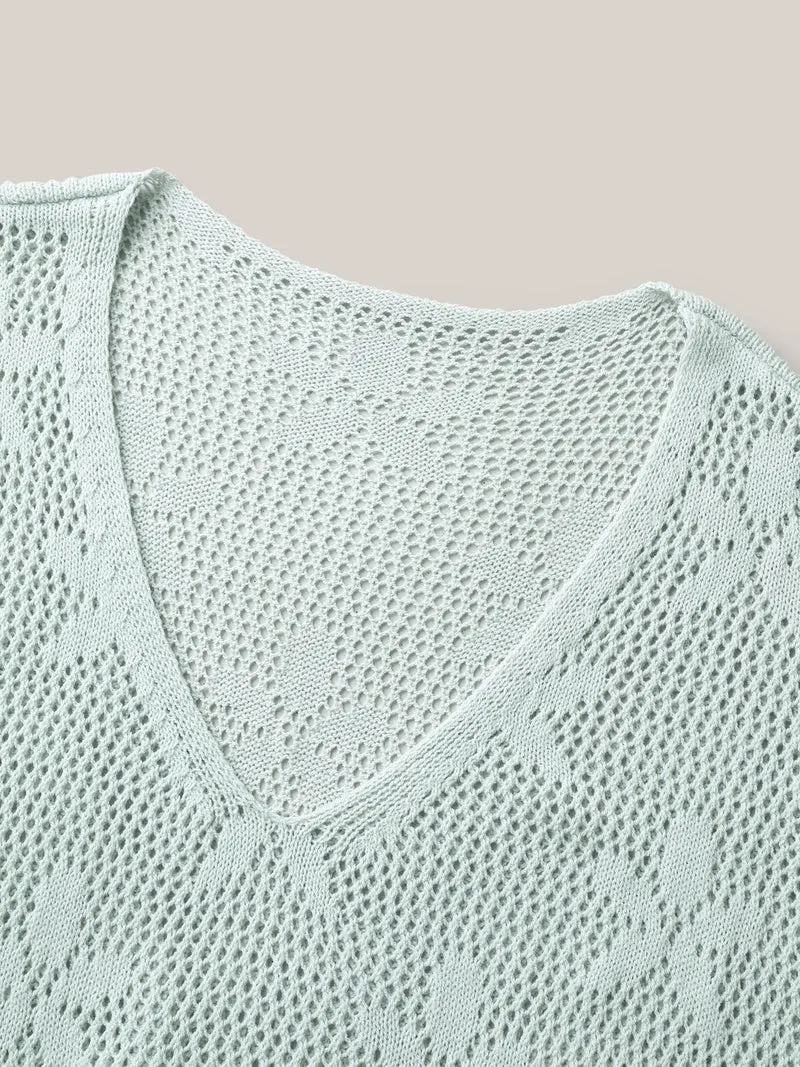 Sheer Cut-Out Floral Pattern Swim Cover-Up