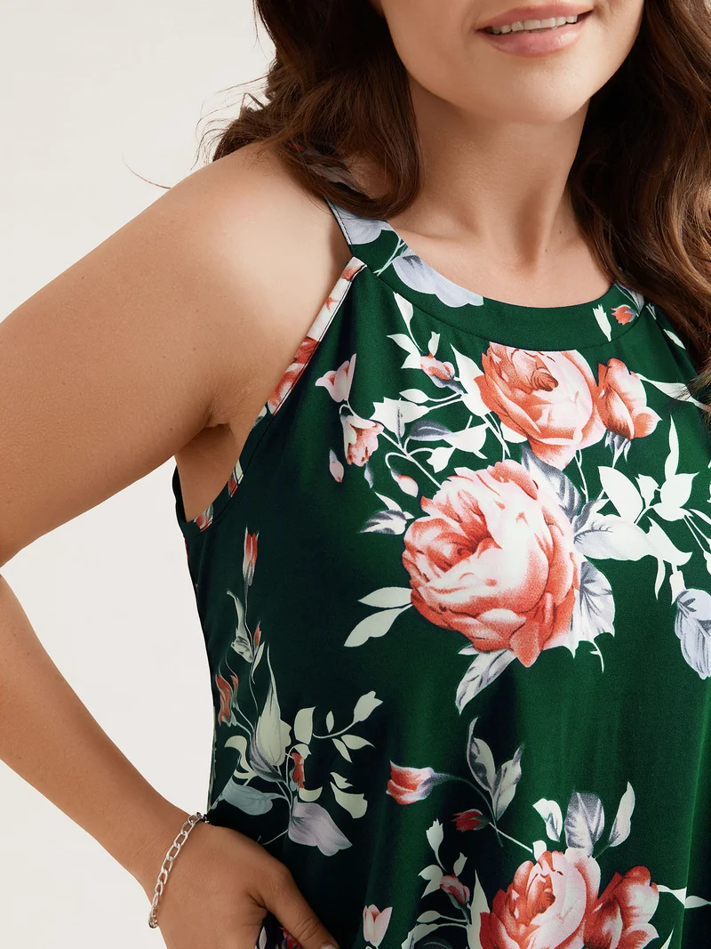 Rosy Print Halter Neck Top