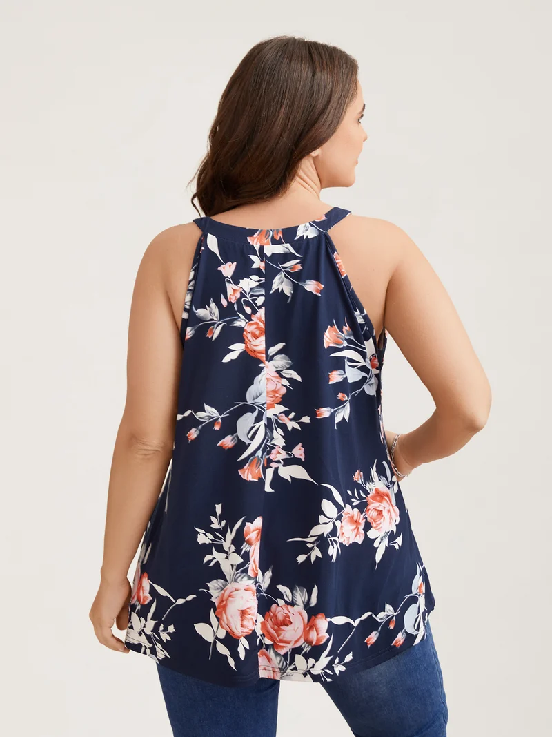 Rosy Print Halter Neck Top