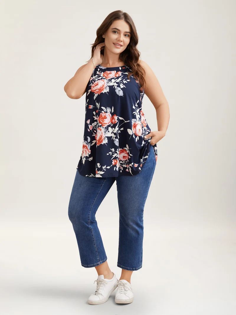 Rosy Print Halter Neck Top