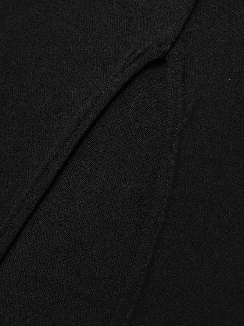 Side-Split Plain Round Neck T-Shirt