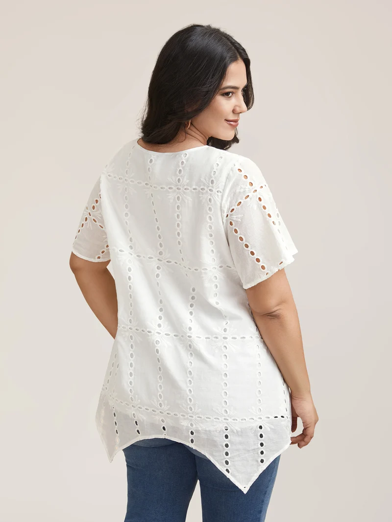 Cotton Embroidered V-Neck Shirt