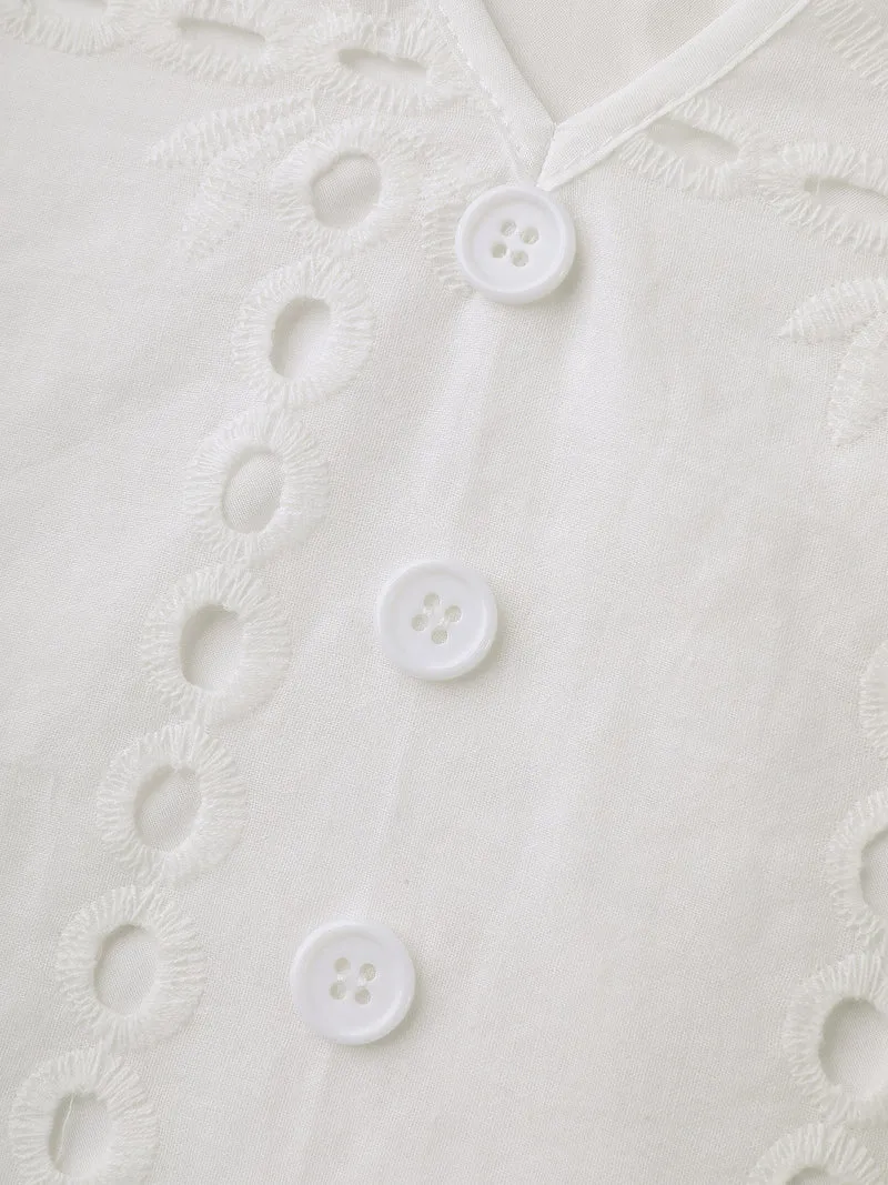 Cotton Embroidered V-Neck Shirt