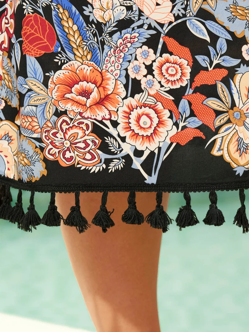 Romantic Floral Print Vacation Kimono Cardigan