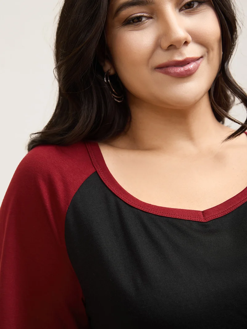 Color Contrast Raglan Sleeve T-Shirt