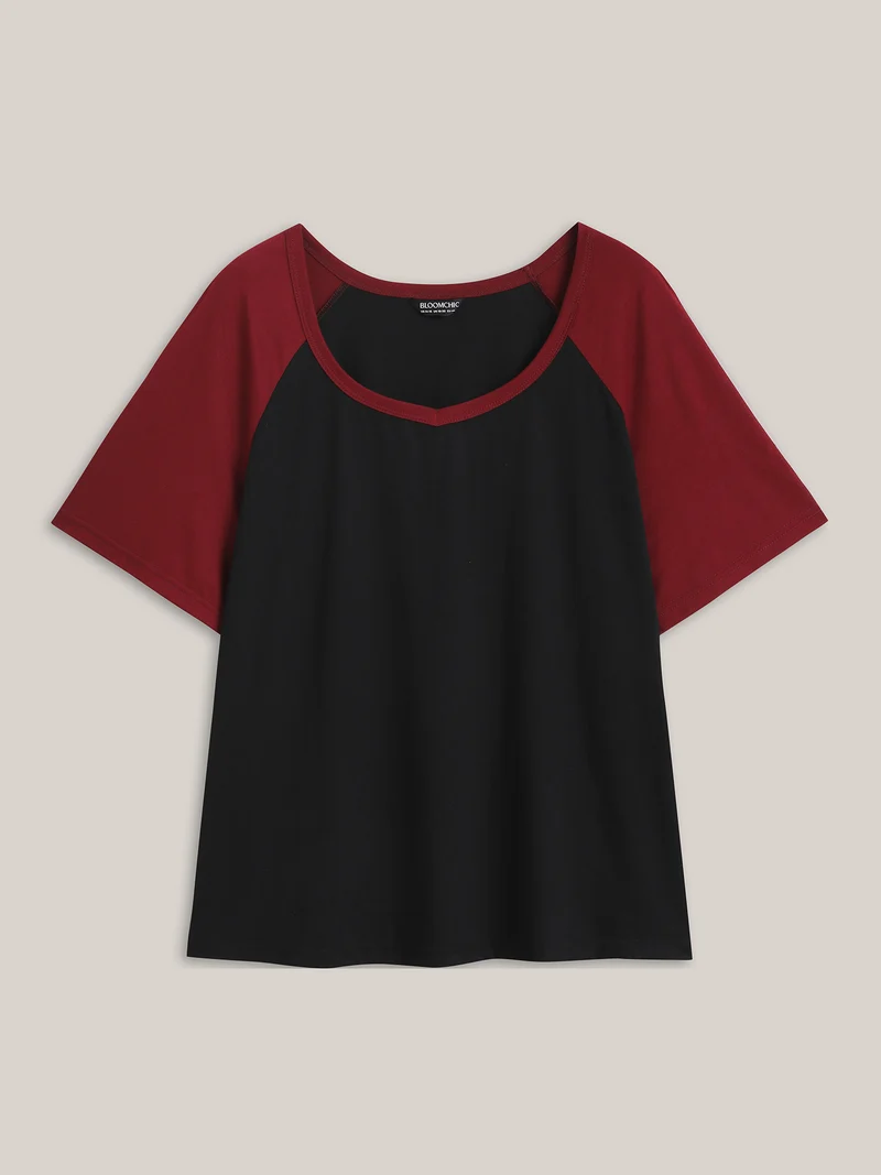 Color Contrast Raglan Sleeve T-Shirt