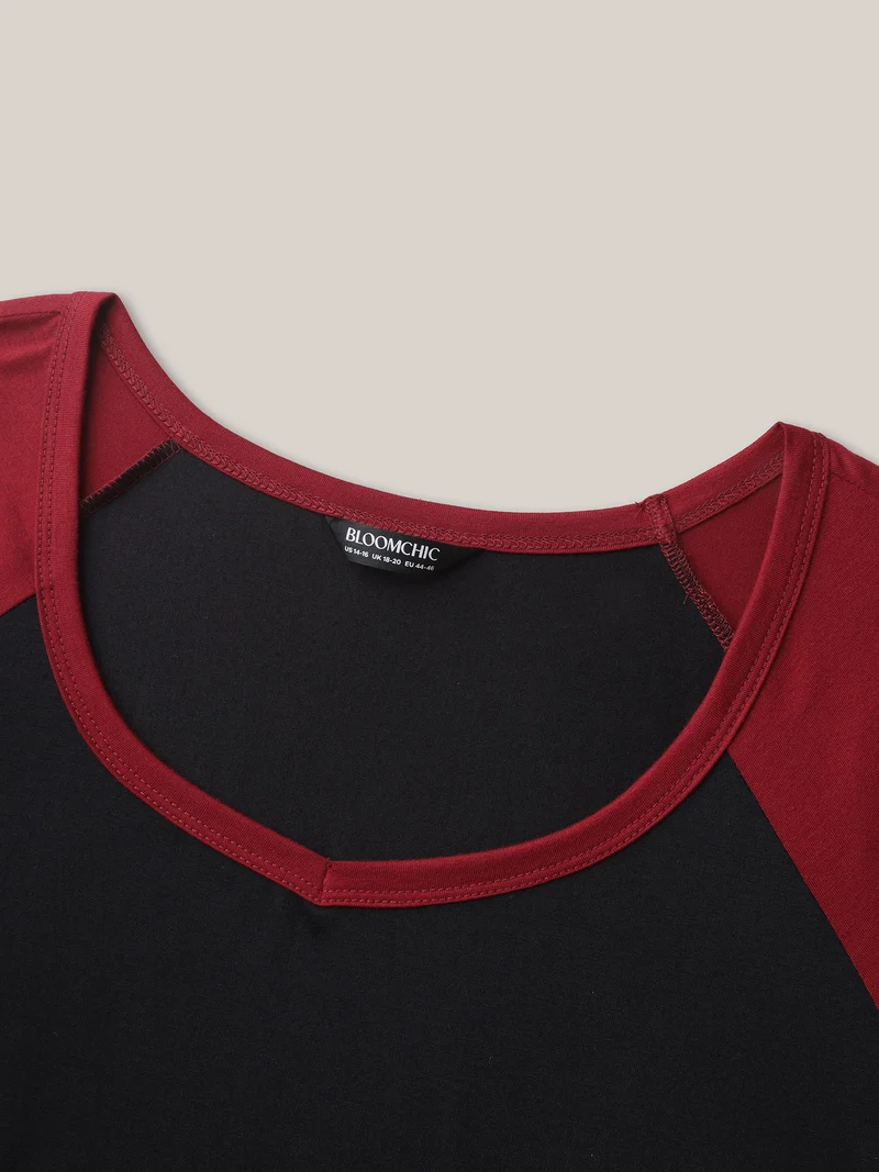 Color Contrast Raglan Sleeve T-Shirt