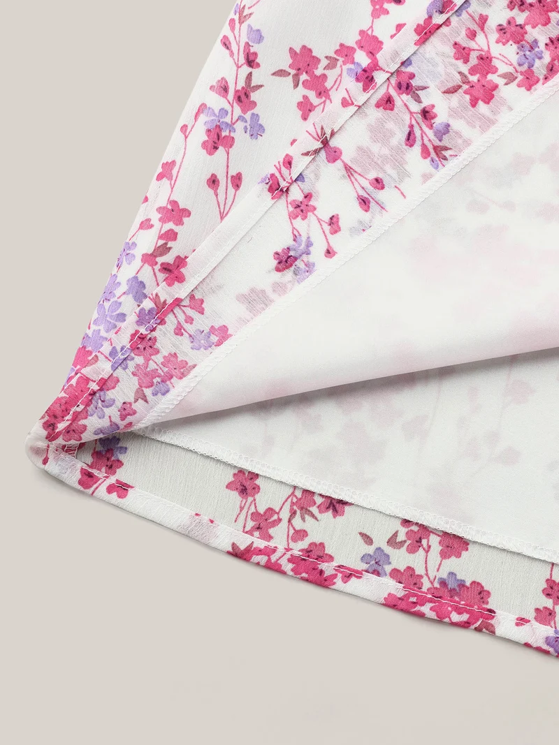Floral Neck Cut-Out Flutter Sleeve Shirt