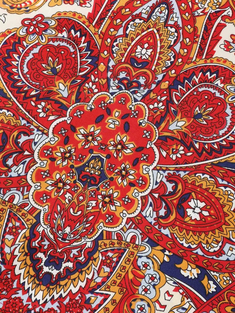 Paisley Print Round Neck Tied Shirt