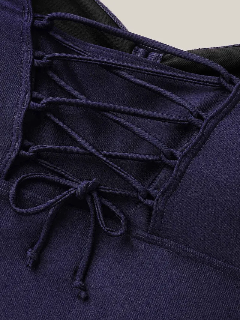 Adjustable Back-Tie Cinched One-Piece Swimsuit