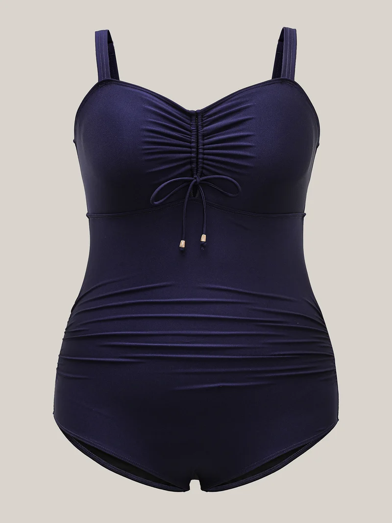 Adjustable Back-Tie Cinched One-Piece Swimsuit