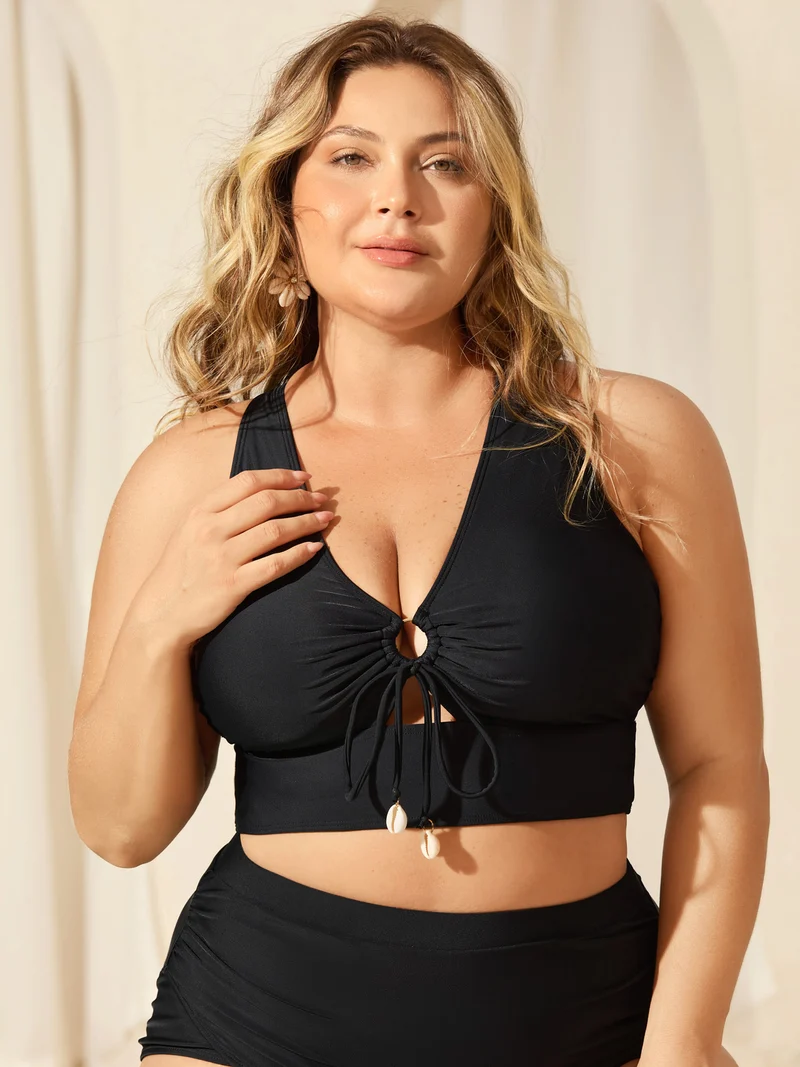 Knotted Keyhole Crossstraps Swim Top