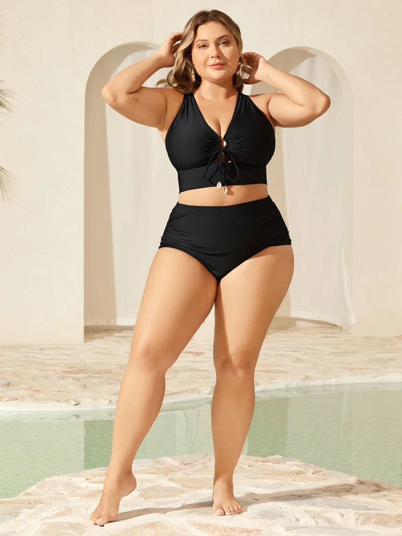 Knotted Keyhole Crossstraps Swim Top