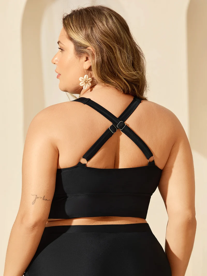 Knotted Keyhole Crossstraps Swim Top