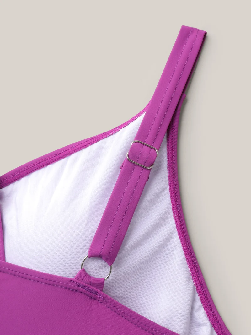 Flared Hem Waist-Tie Surplice Swim Dress