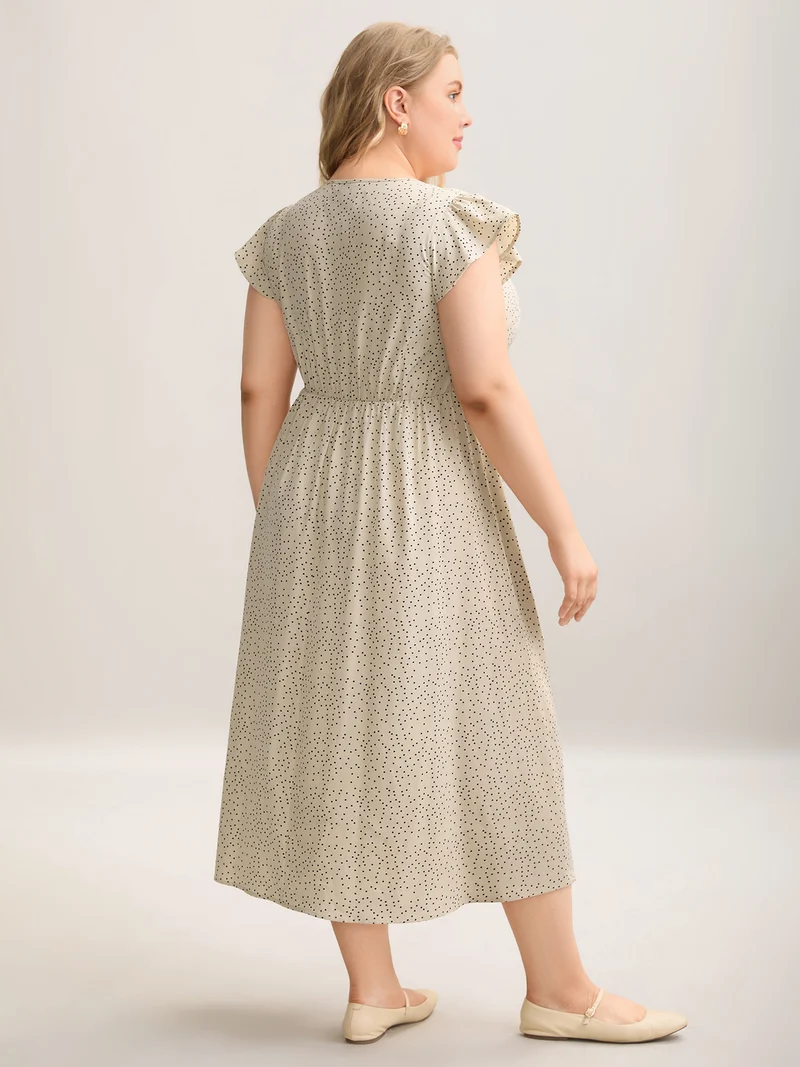 Polka Dot Ruffled Bust-Defining Maxi Dress