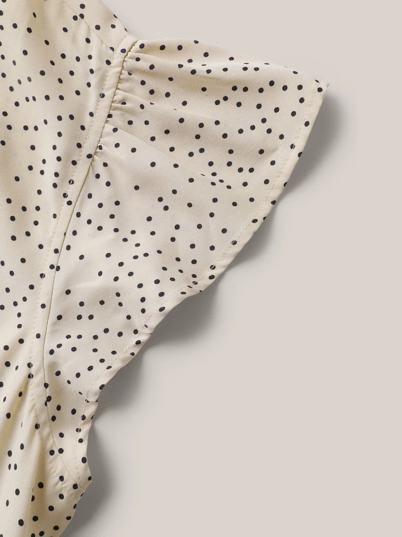 Polka Dot Ruffled Bust-Defining Maxi Dress