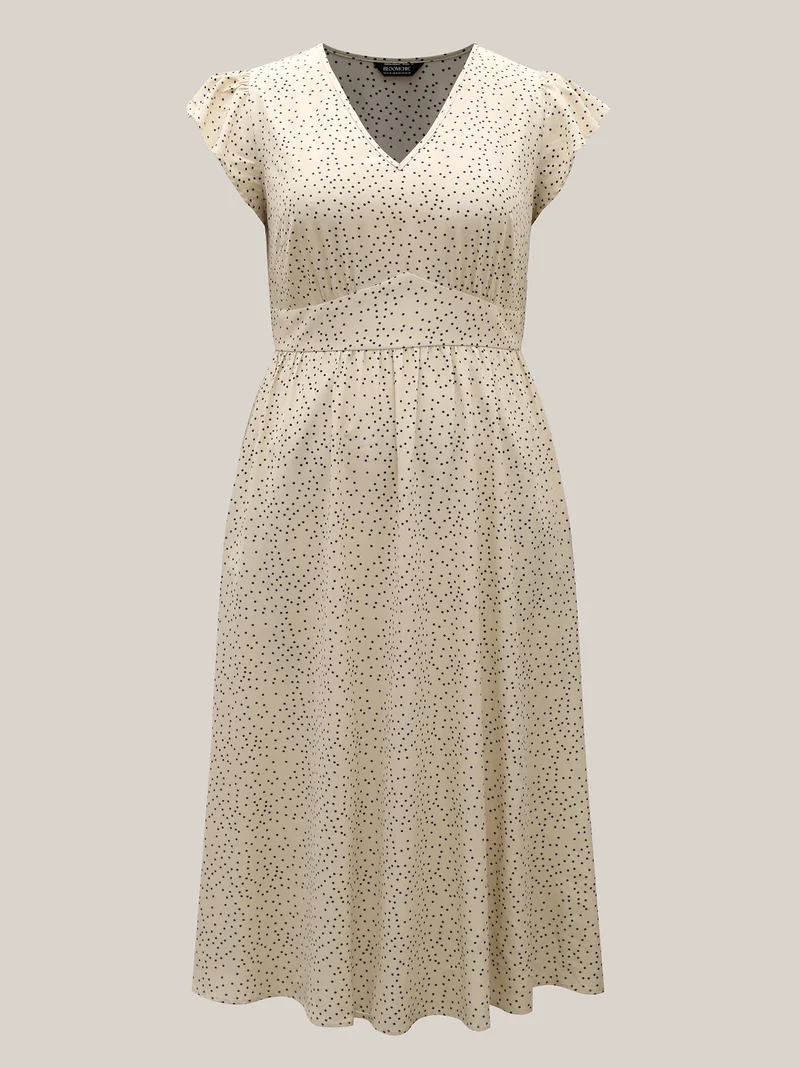 Polka Dot Ruffled Bust-Defining Maxi Dress