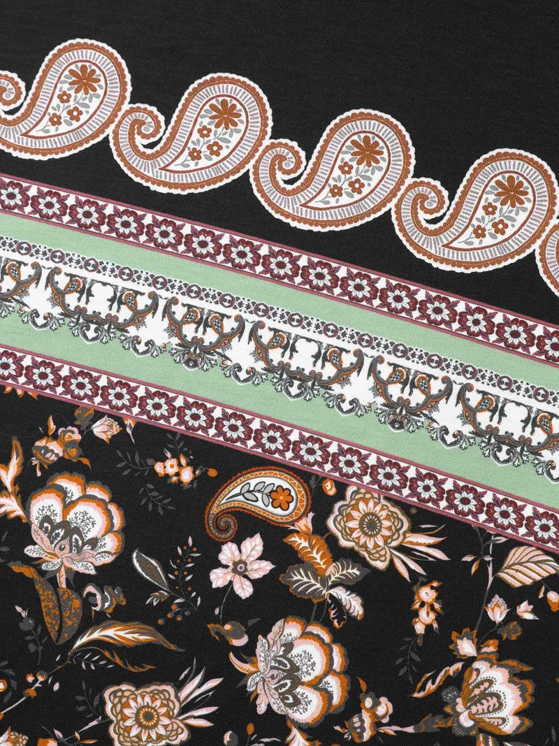 Paisley Contrast Print Half Sleeve T-Shirt
