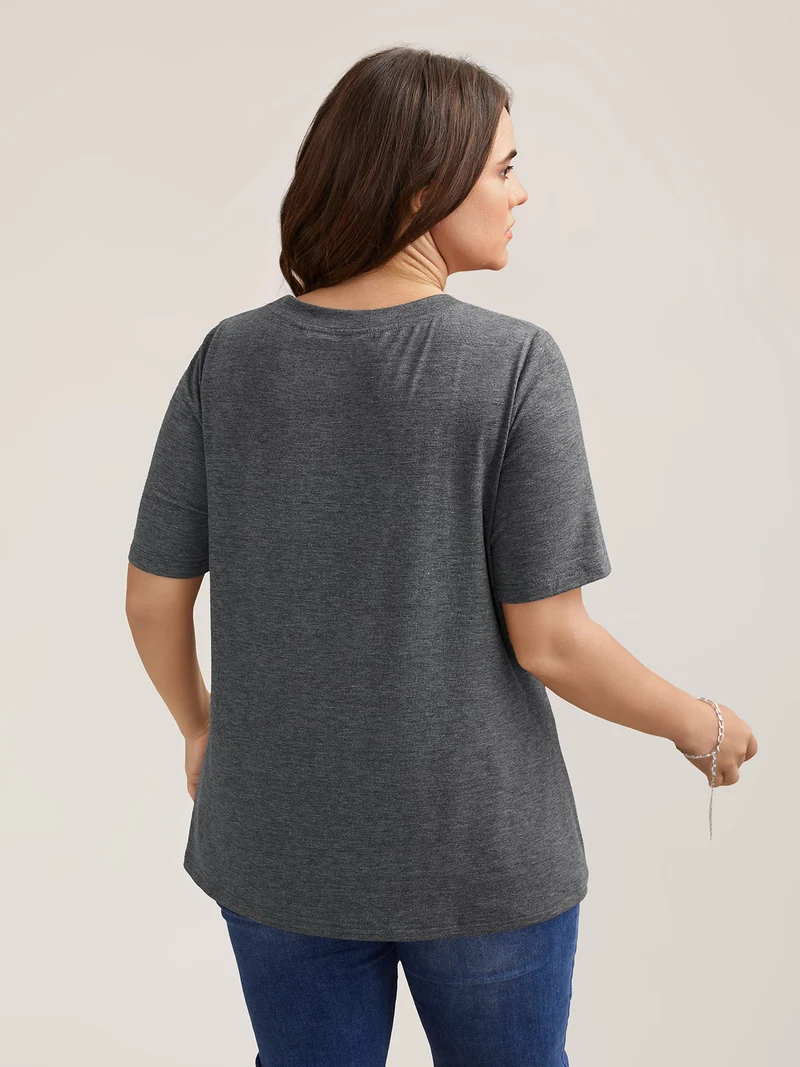 Positive Vibes Print Crew Neck T-Shirt