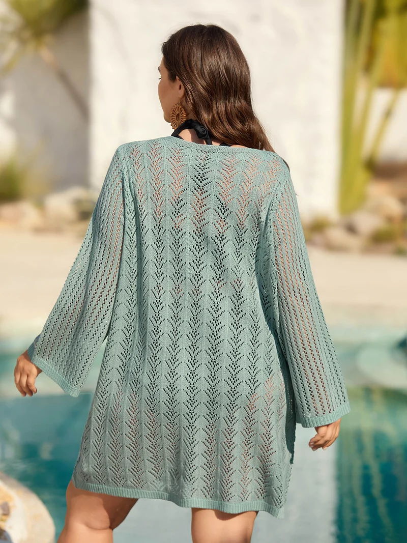 Cut-Out Mock Neck Swim Cover-Up