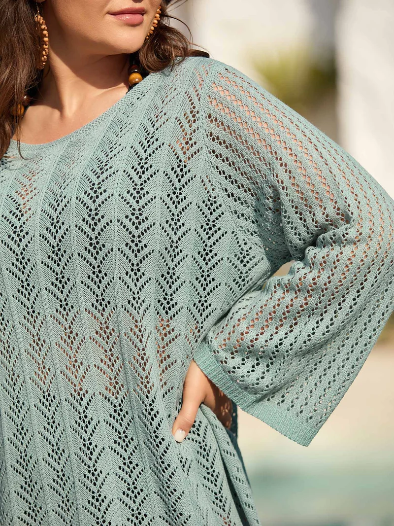 Cut-Out Mock Neck Swim Cover-Up