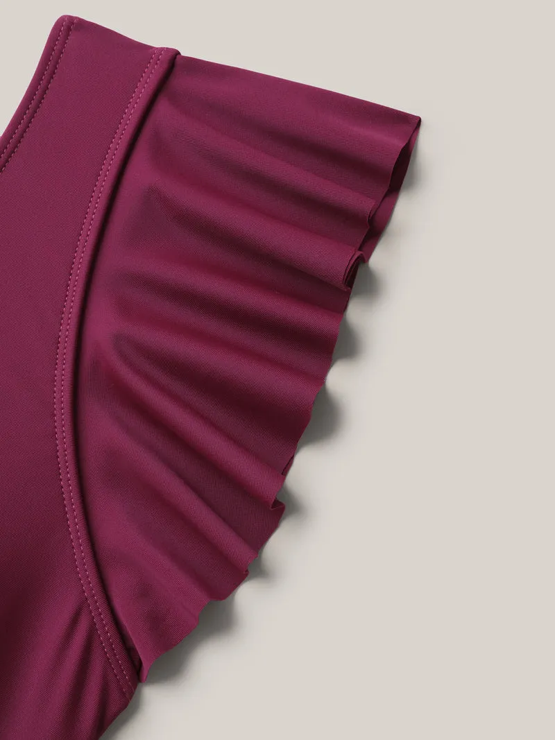 Twist-Front Flutter Sleeve Swim Top
