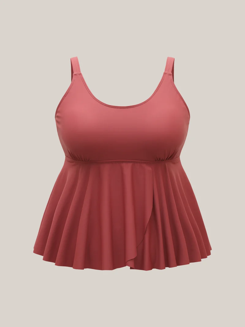 Curvy Split Hem Flared Swim Top