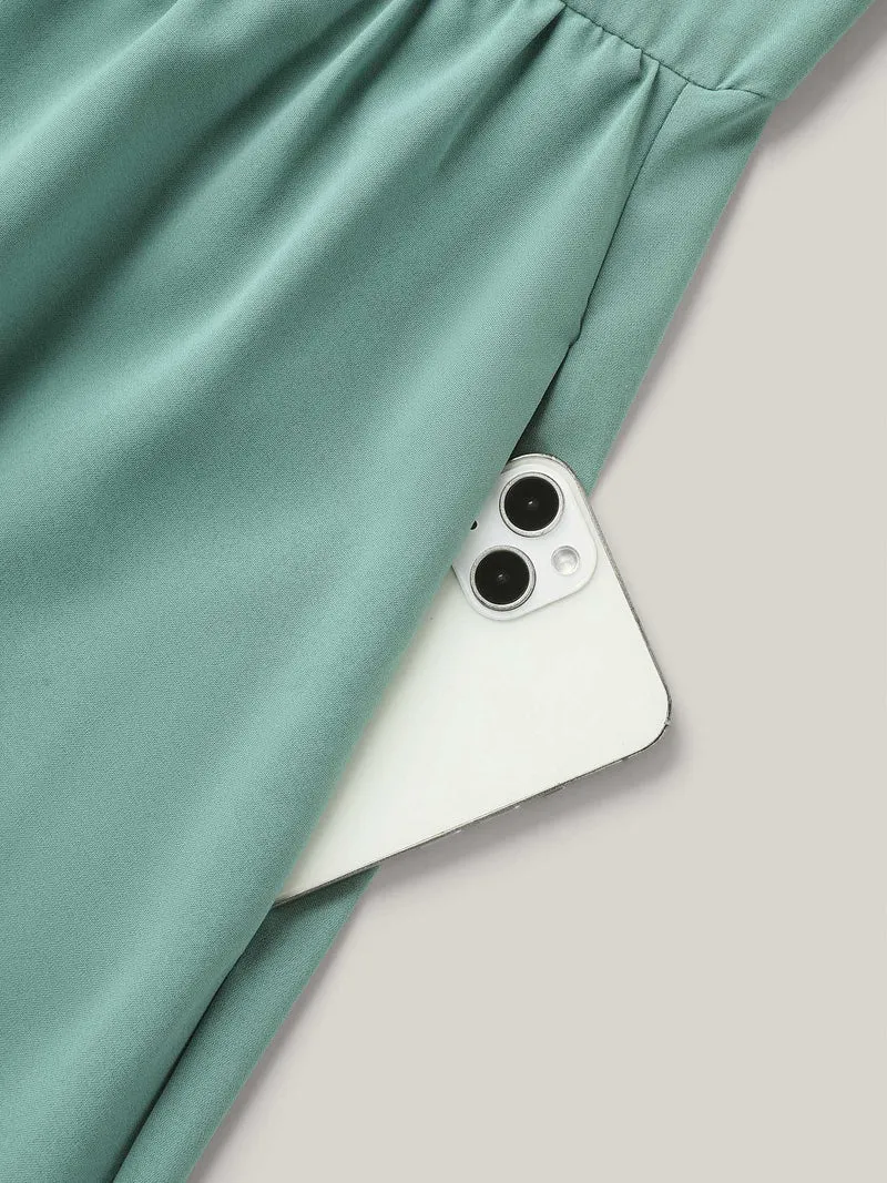 Shirt Collar Front Button Placket Midi Dress