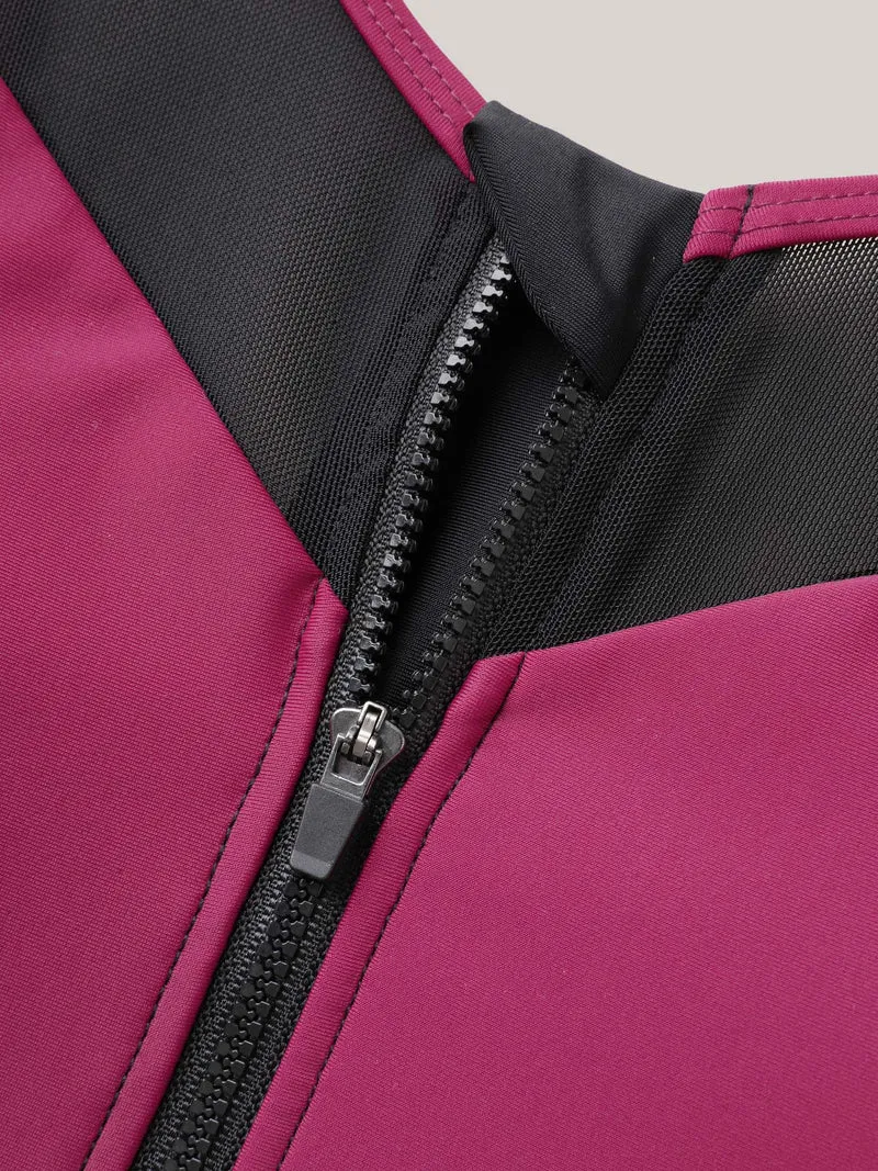 Glide Lock Zipper Color Contrast Swim Dress