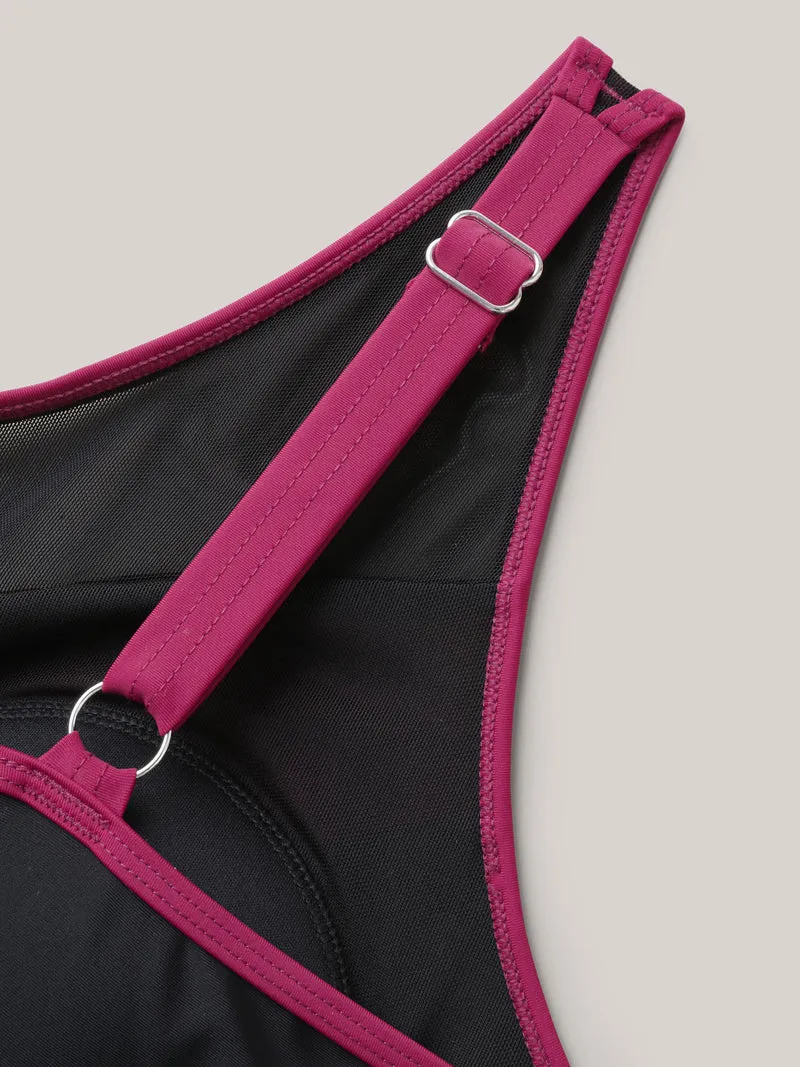 Glide Lock Zipper Color Contrast Swim Dress