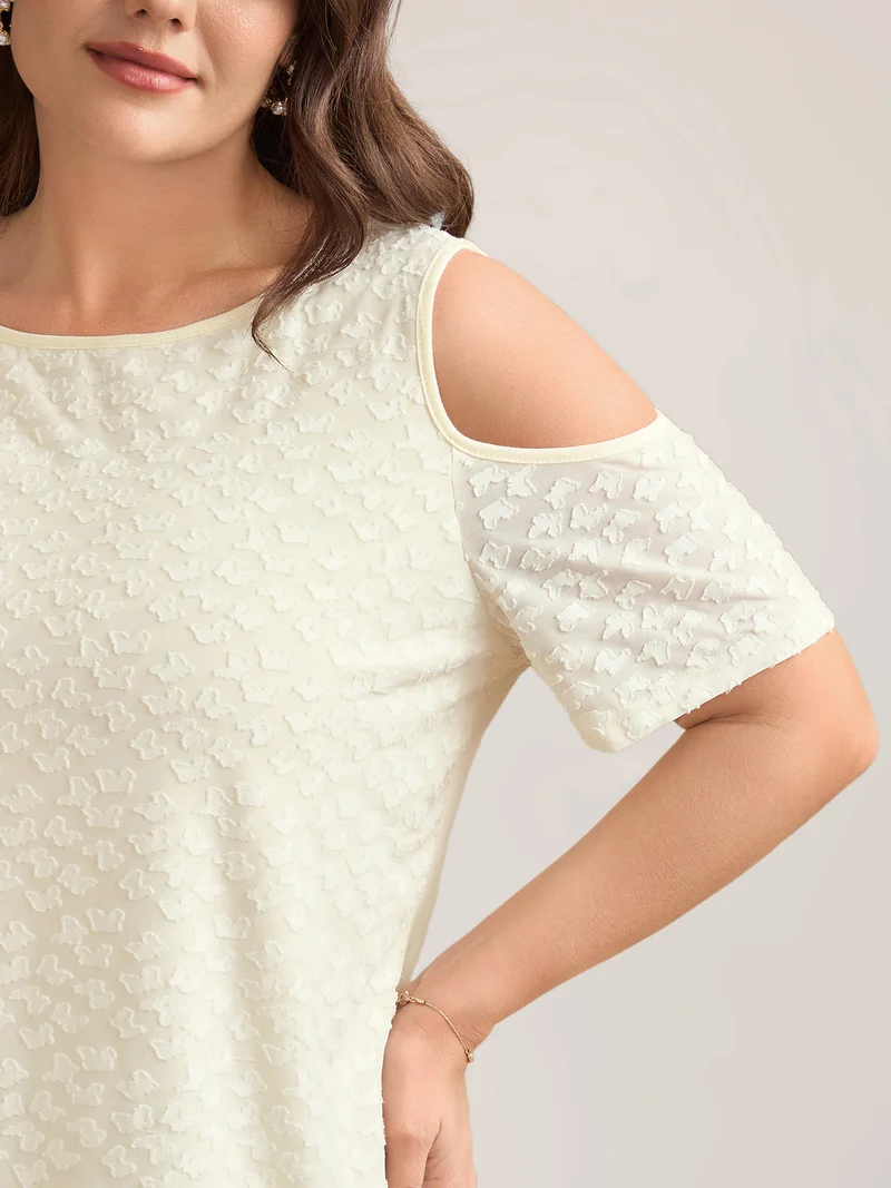 Textured Off-Shoulder Lined T-Shirt