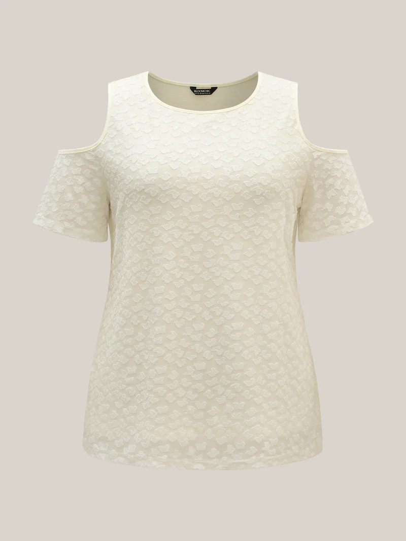 Textured Off-Shoulder Lined T-Shirt