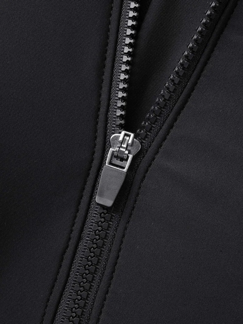 Glide Lock Zipper Plain Fitted Swim Top